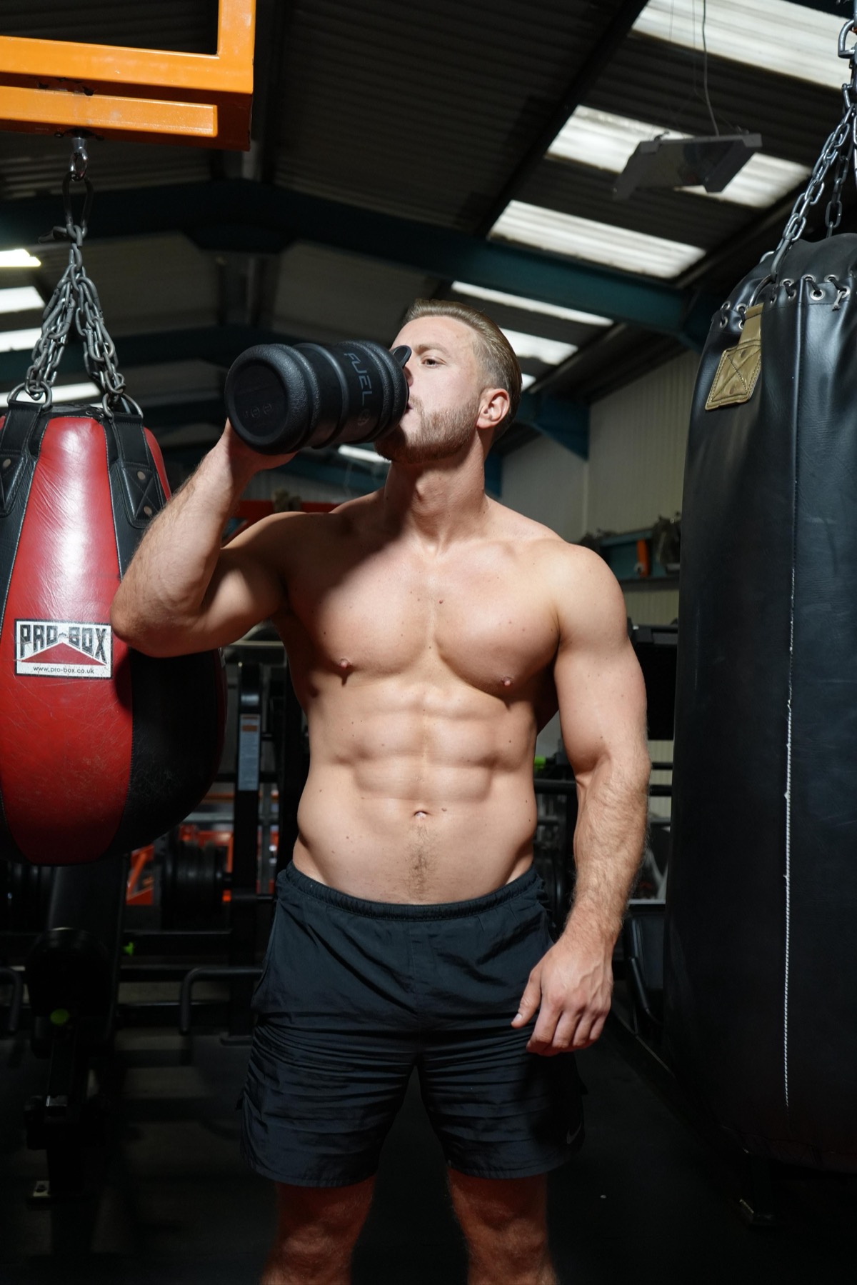 Kris with punching bags